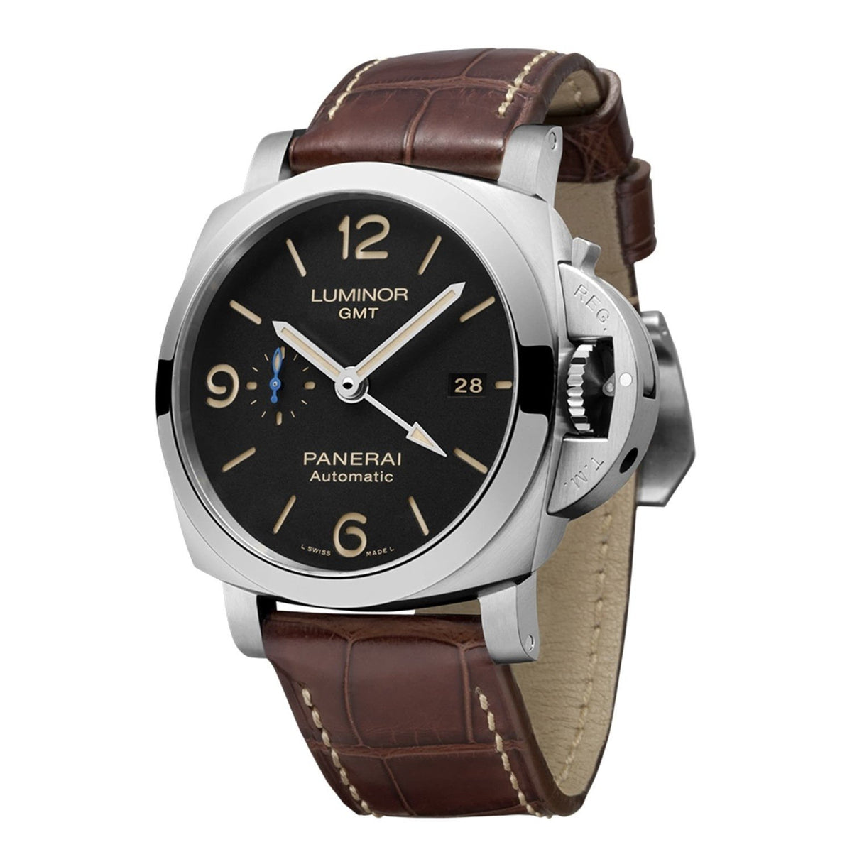 Panerai Men&#39;s PAM01320 Luminor GMT Automatic Brown Leather Watch