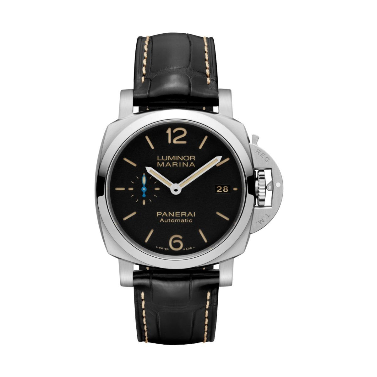 Panerai Men&#39;s PAM01392 Luminor Marina Automatic Black Leather Watch