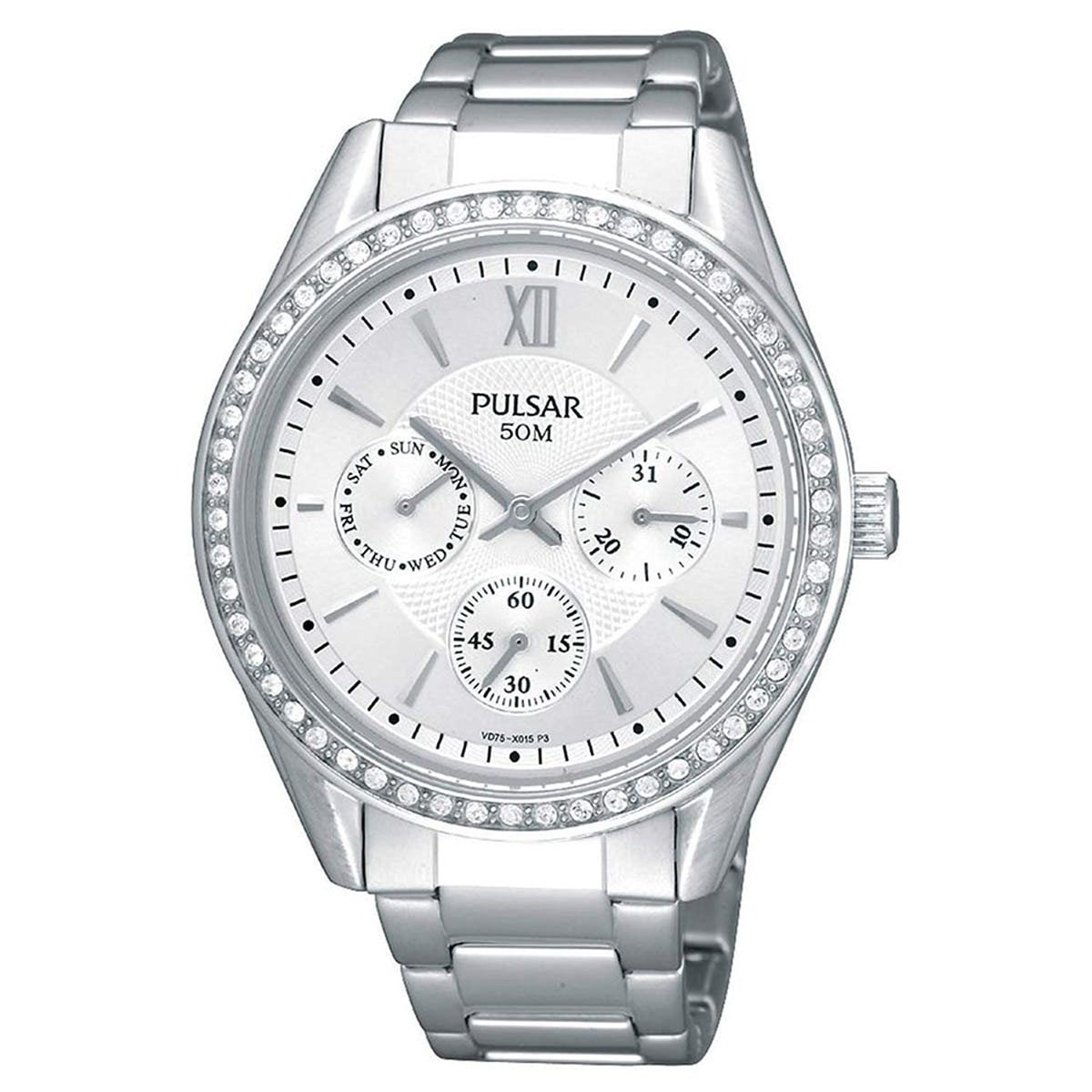 Pulsar Women&#39;s PP6009 Multi-Function Crystal Stainless Steel Watch