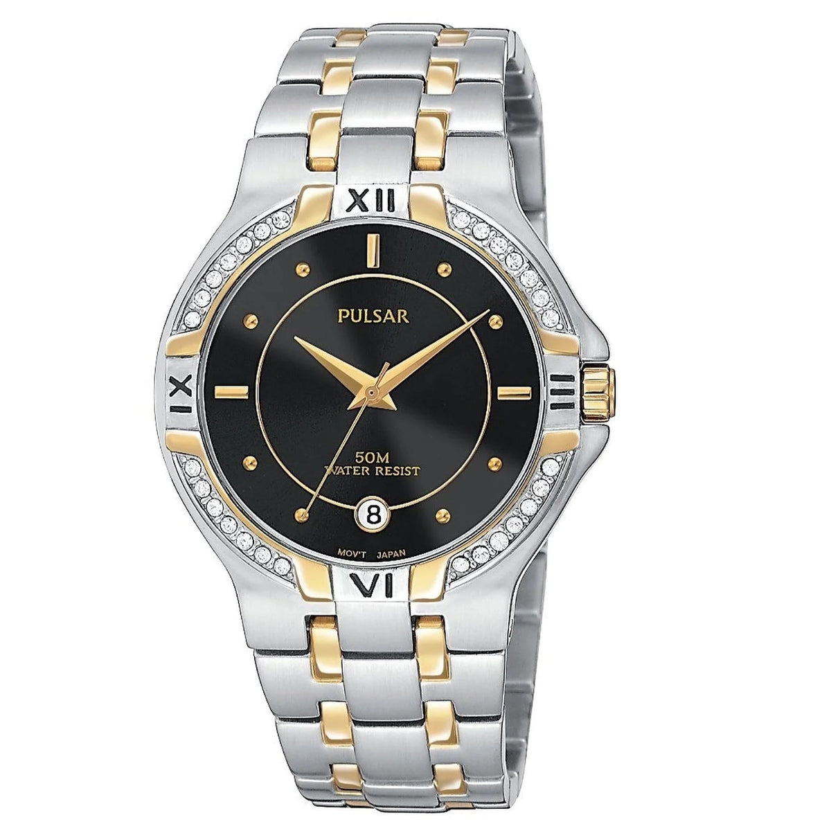 Pulsar Crystal Men&#39;s PXH530 Two-Tone Stainless Steel Watch