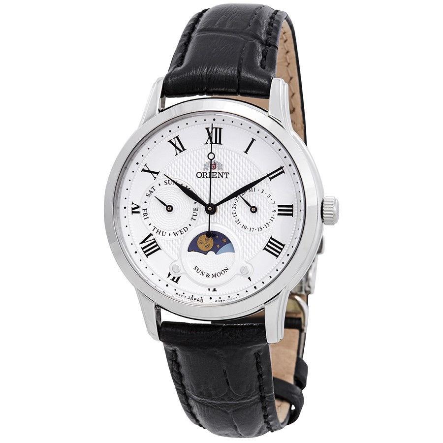 Orient Men&#39;s RA-KA0006S Sun And Moon Moonphase Multi-Function Black Leather Watch