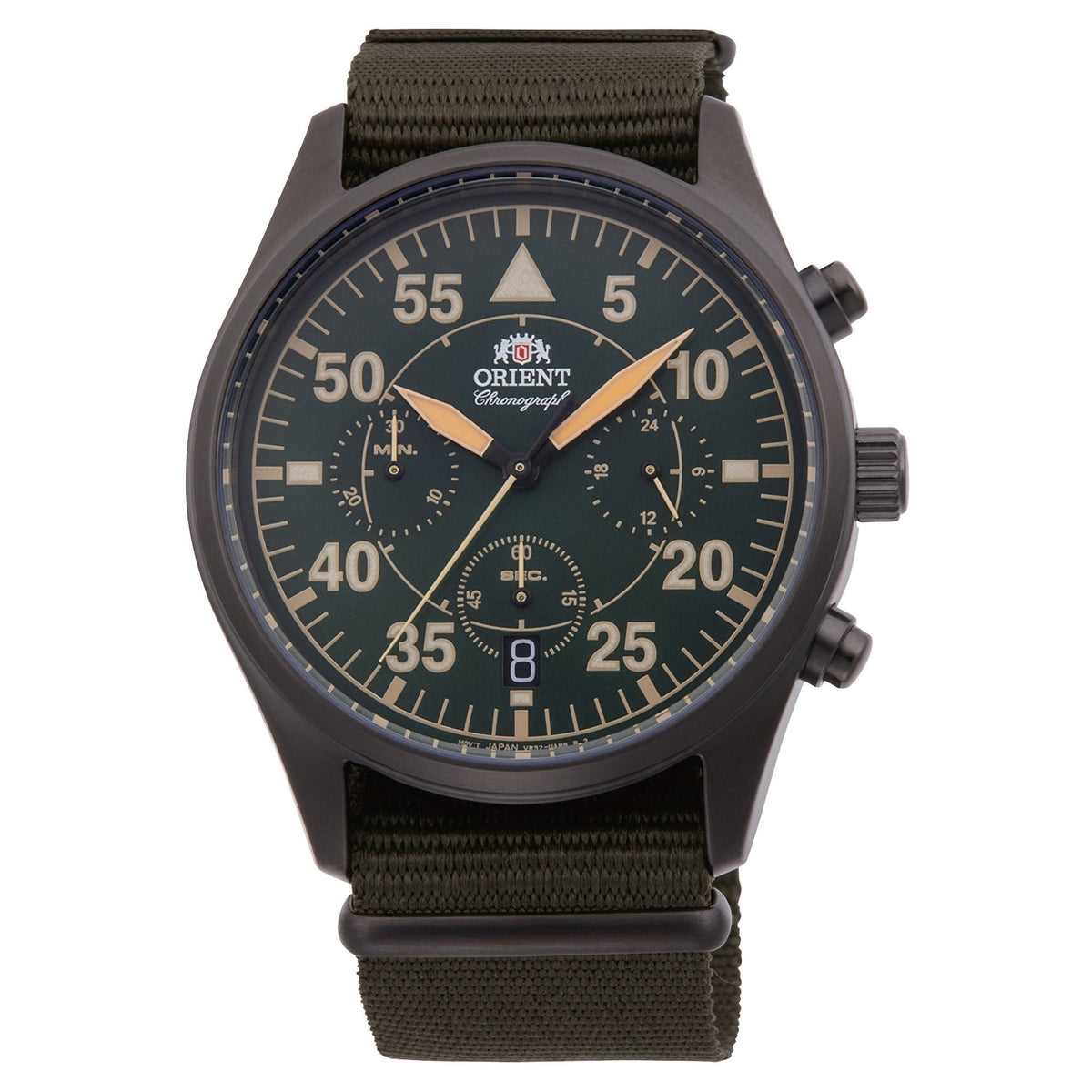 Orient Men&#39;s RA-KV0501E10B Sport Chronograph Green Fabric Watch