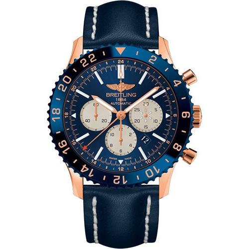 Breitling Men&#39;s RB046116-C972-746P Chronoliner Chronograph Blue Leather Watch