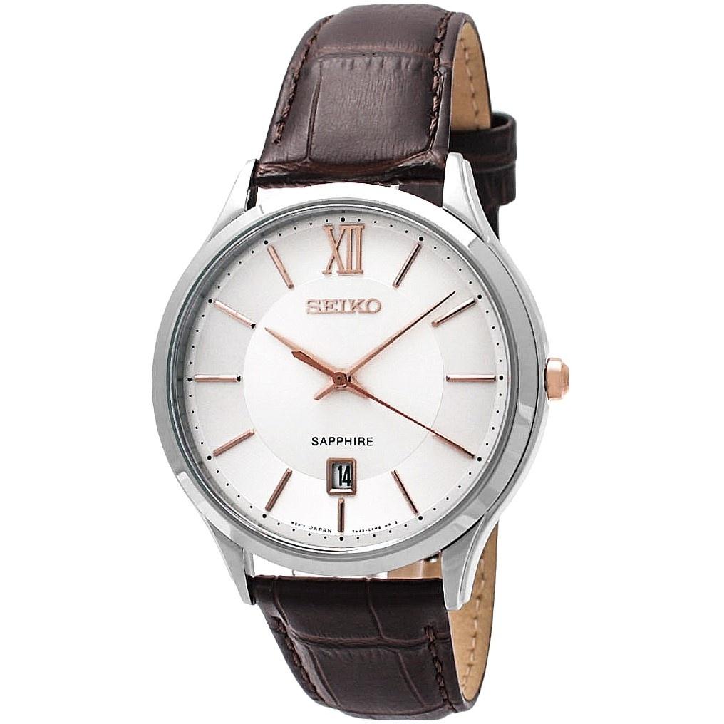 Seiko Men&#39;s SGEH55 Classic Brown Leather Watch