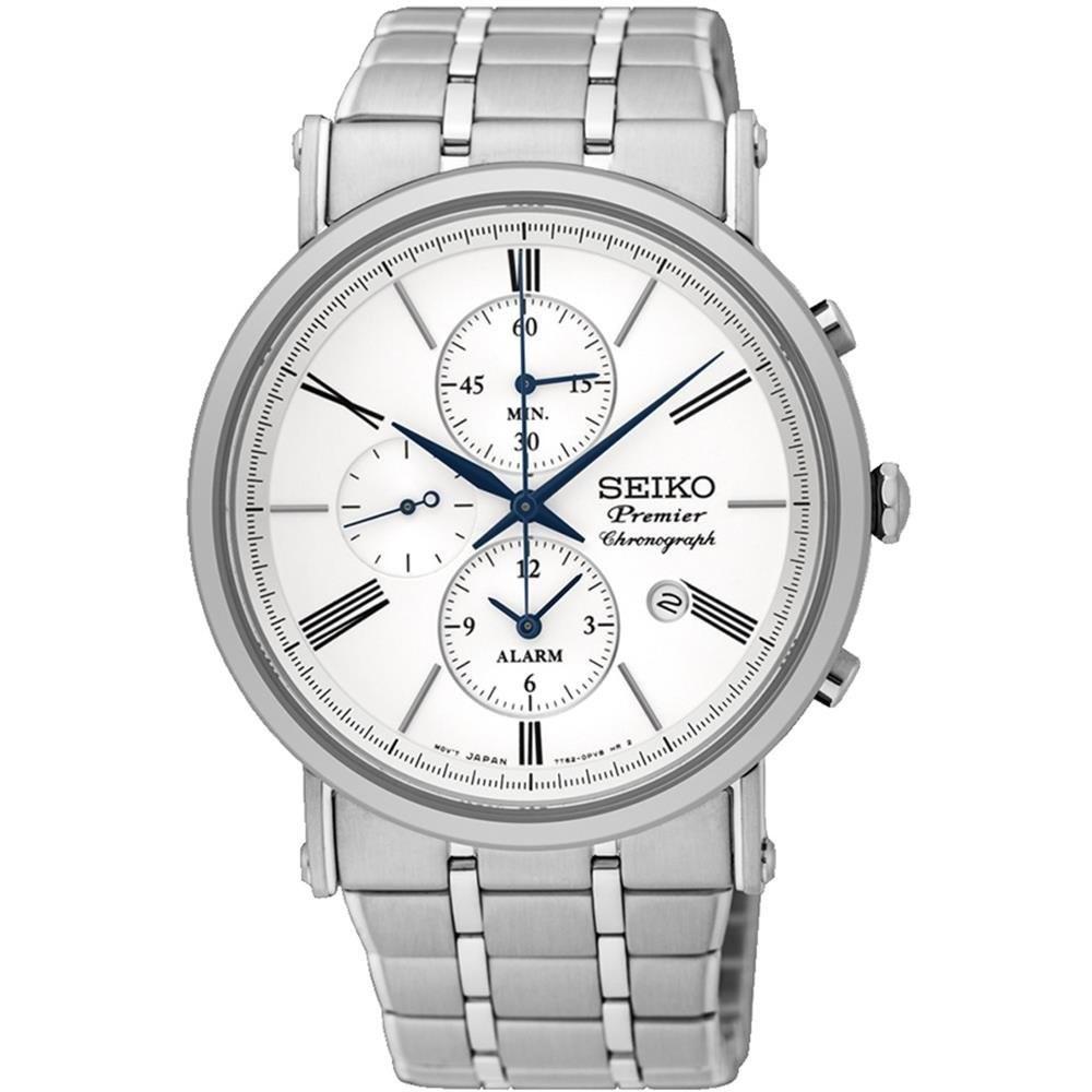 Seiko Men&#39;s SNAF73 Premier Chronograph Stainless Steel Watch