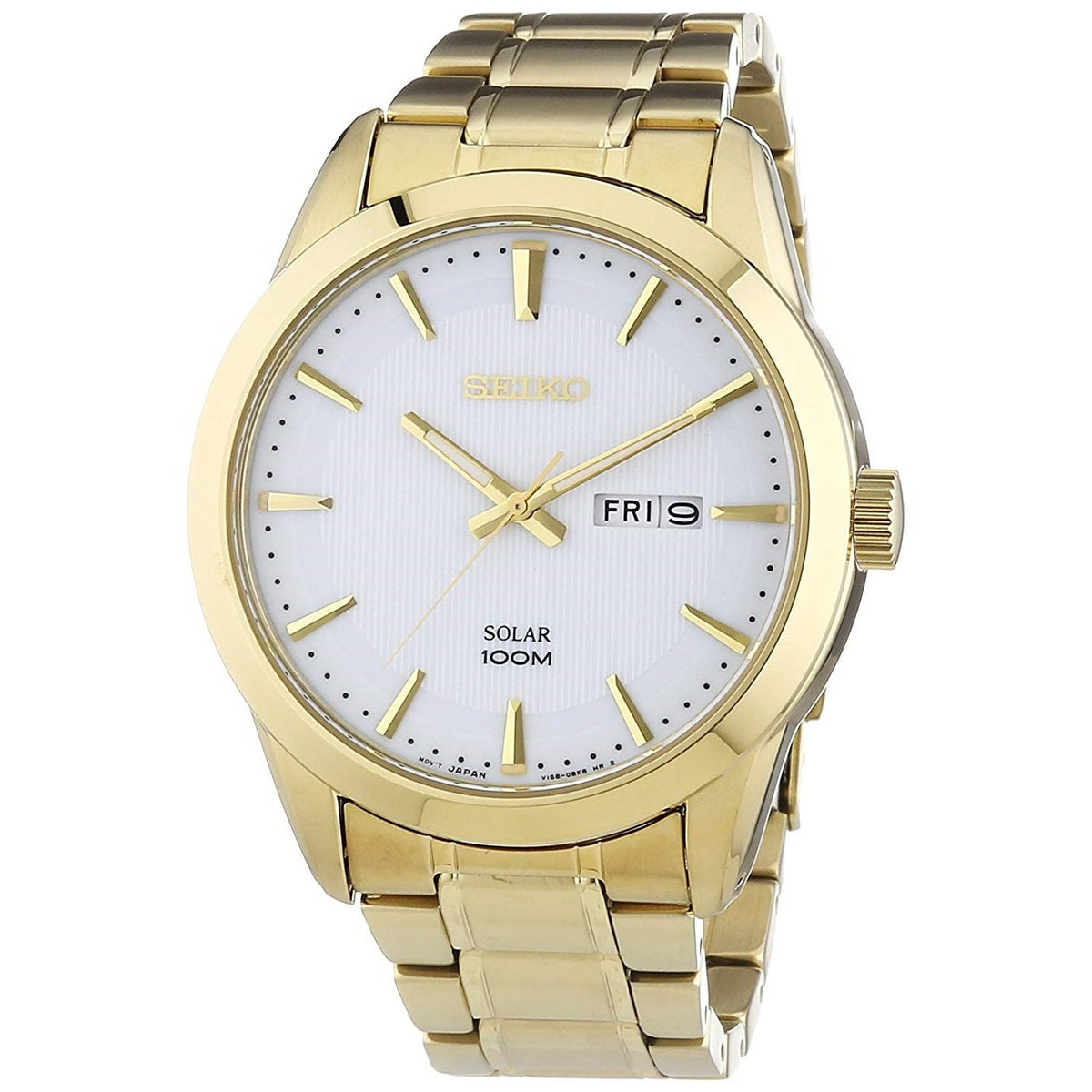 Seiko Men&#39;s SNE366 Solar Gold-Tone Stainless Steel Watch