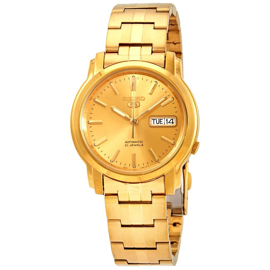 Seiko Men&#39;s SNKK76 Seiko 5 Gold-Tone Stainless Steel Watch