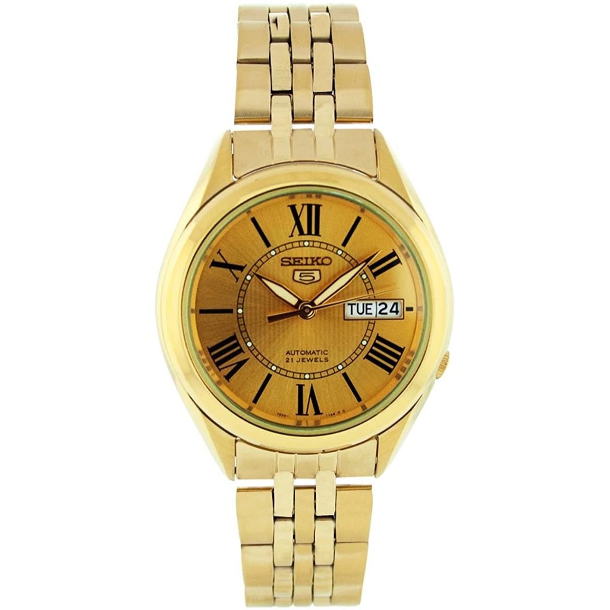 Seiko Men&#39;s SNKL38 5 Series Automatic Gold-Tone Stainless Steel Watch