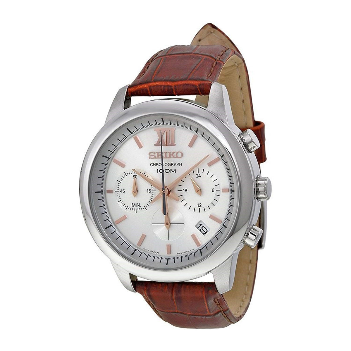 Seiko Men&#39;s SSB143 Chronograph Chronograph Brown Leather Watch