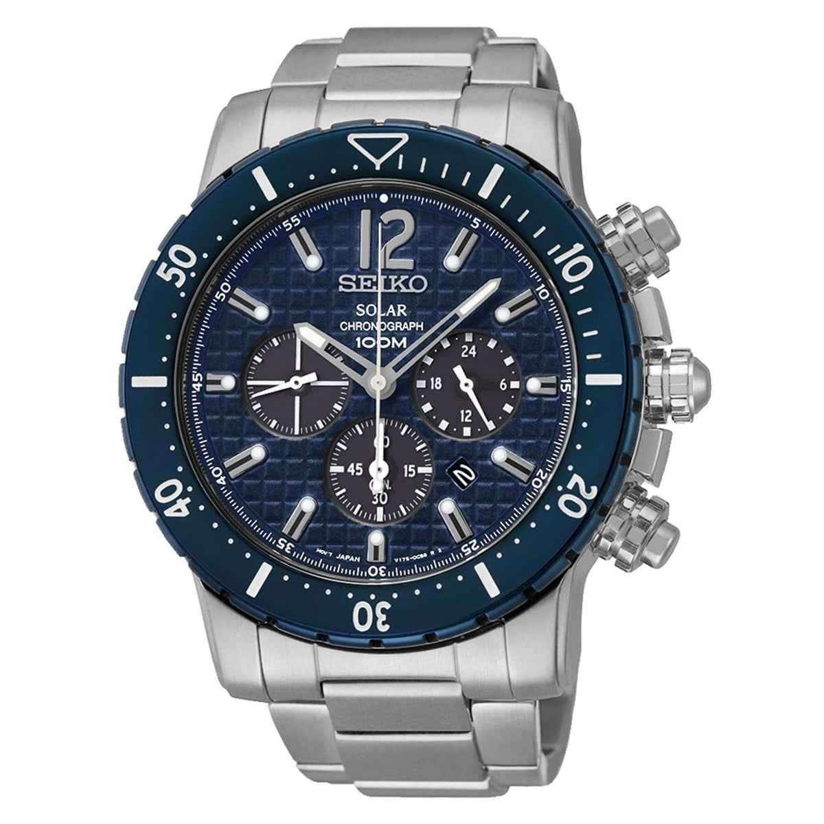 Seiko Men&#39;s SSC221 Solar Chronograph Stainless Steel Watch