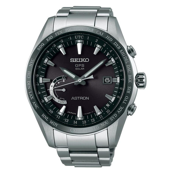 Seiko Men's SSE085 Astron GPS Solar World Time Titanium Watch - Bezali