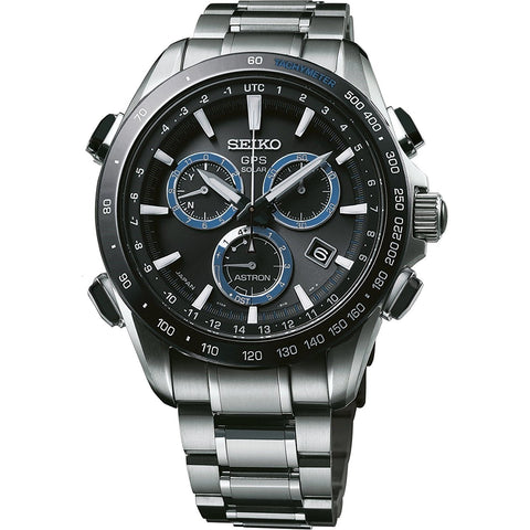 Seiko Men's SSE099 Astron GPS Solar Chronograph Titanium Watch - Bezali