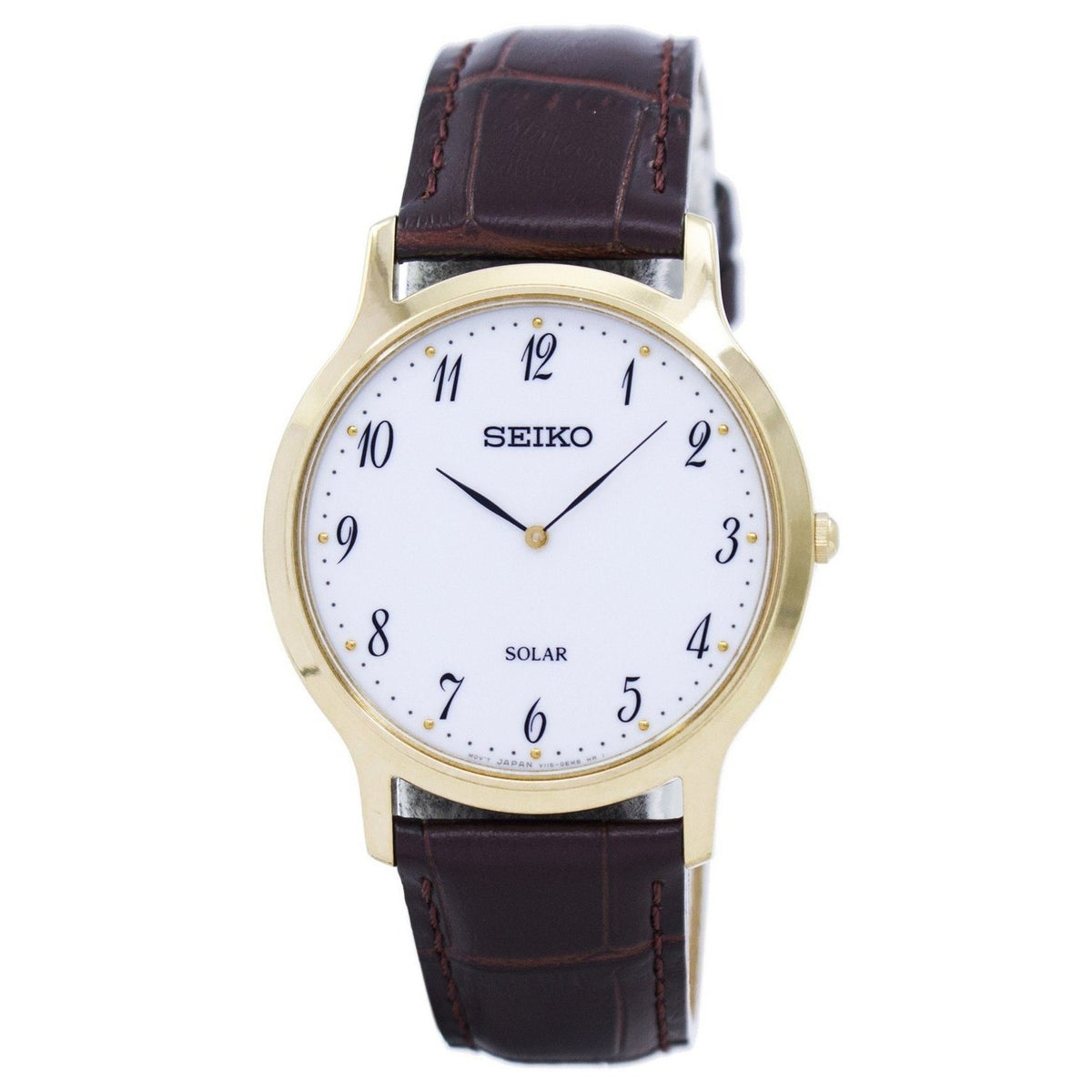 Seiko Men's SUP860 Solar Brown Leather Watch - Bezali