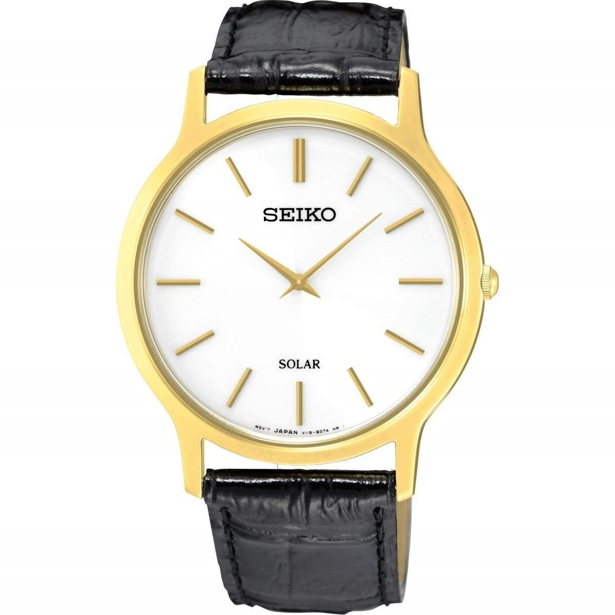 Seiko Men&#39;s SUP872 Solar Black Leather Watch