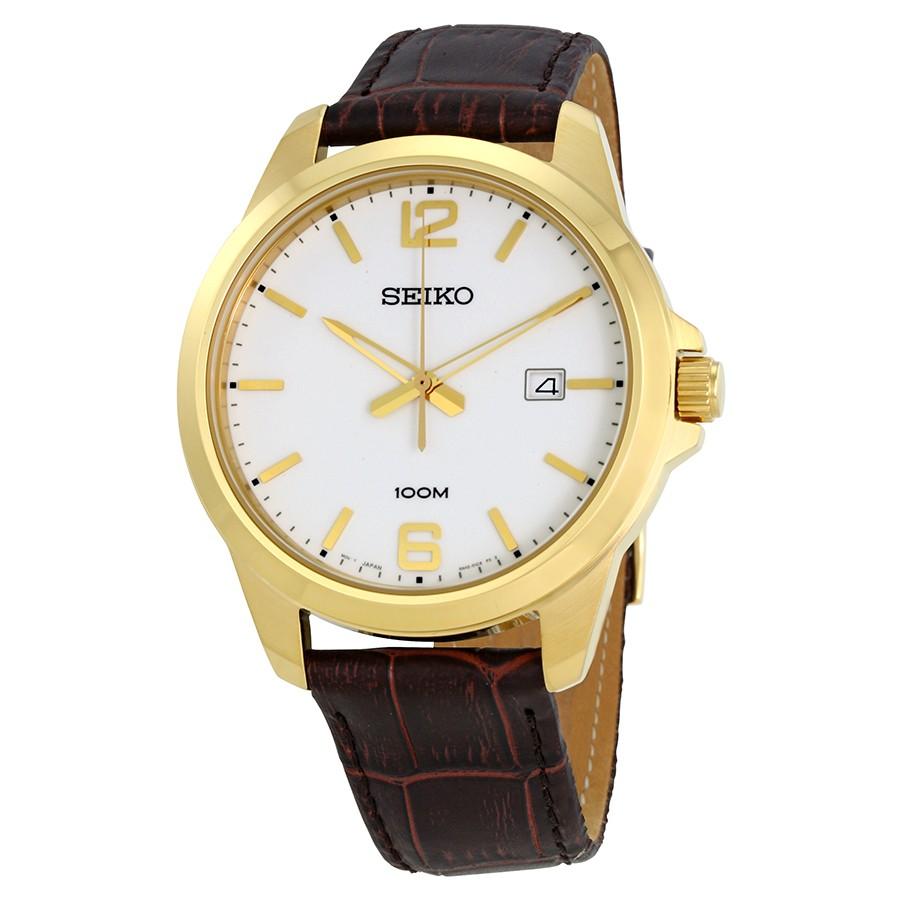 Seiko Men&#39;s SUR252 Brown Leather Watch