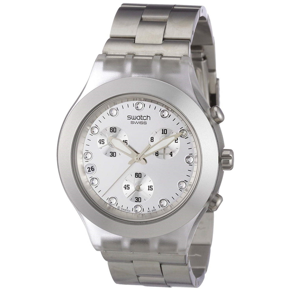 Swatch Men&#39;s SVCK4038G Irony Full-Blooded Silver Chronograph Plastic Watch