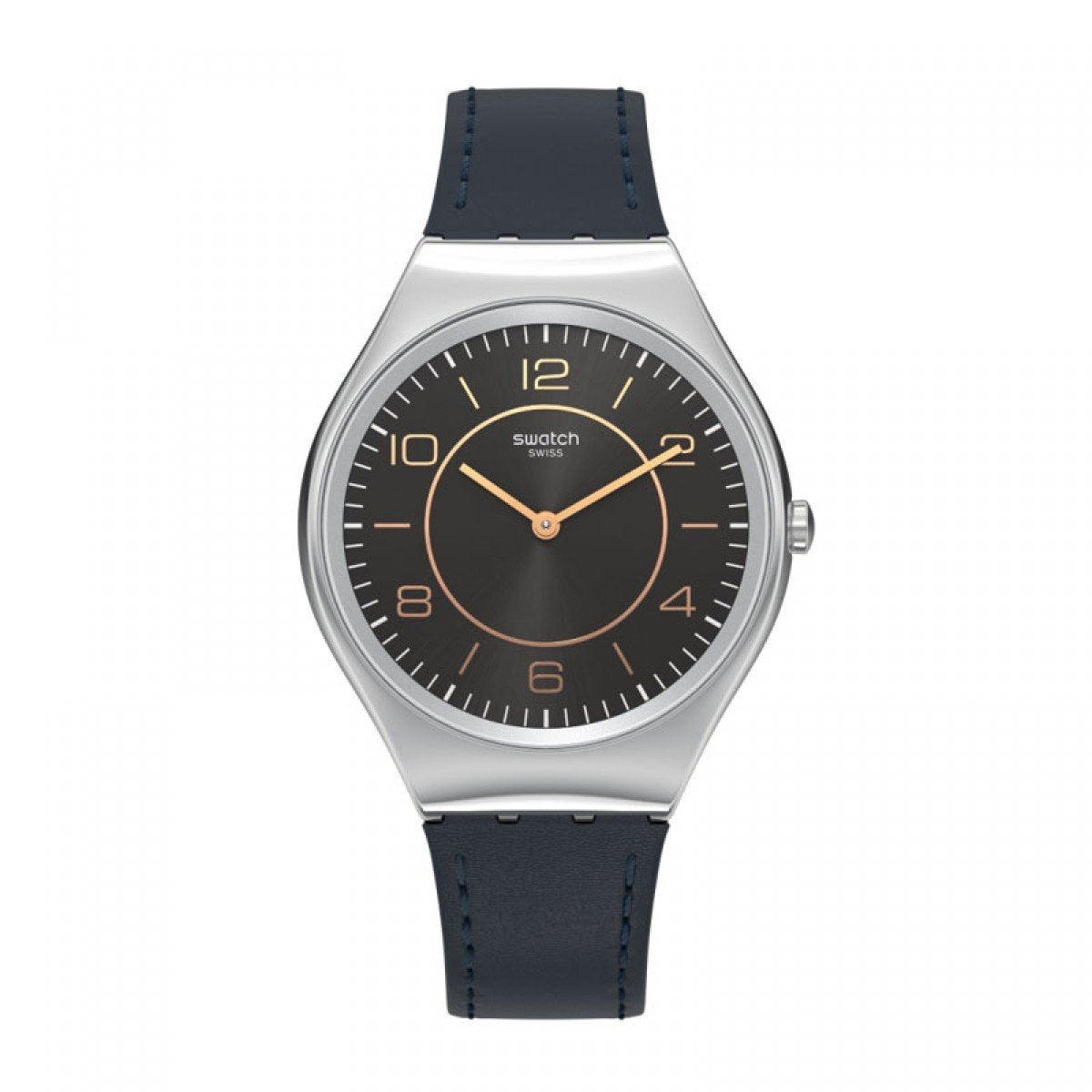 Swatch Men&#39;s SYXS110 Skincounter Black Leather Watch