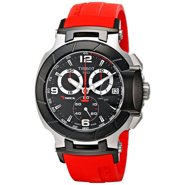 Tissot Men's T0484172705701 T-Race Chronograph Red Rubber Watch - Bezali