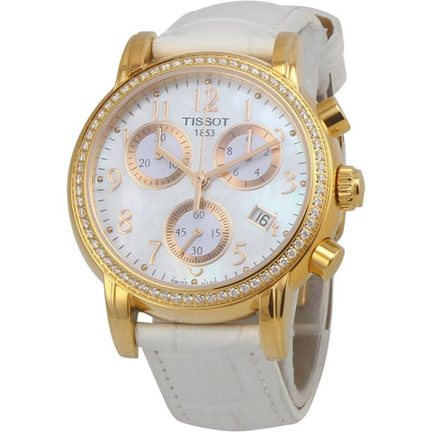 Tissot Women's T0502173611201 Dressport Chronograph Diamond White Leather Watch