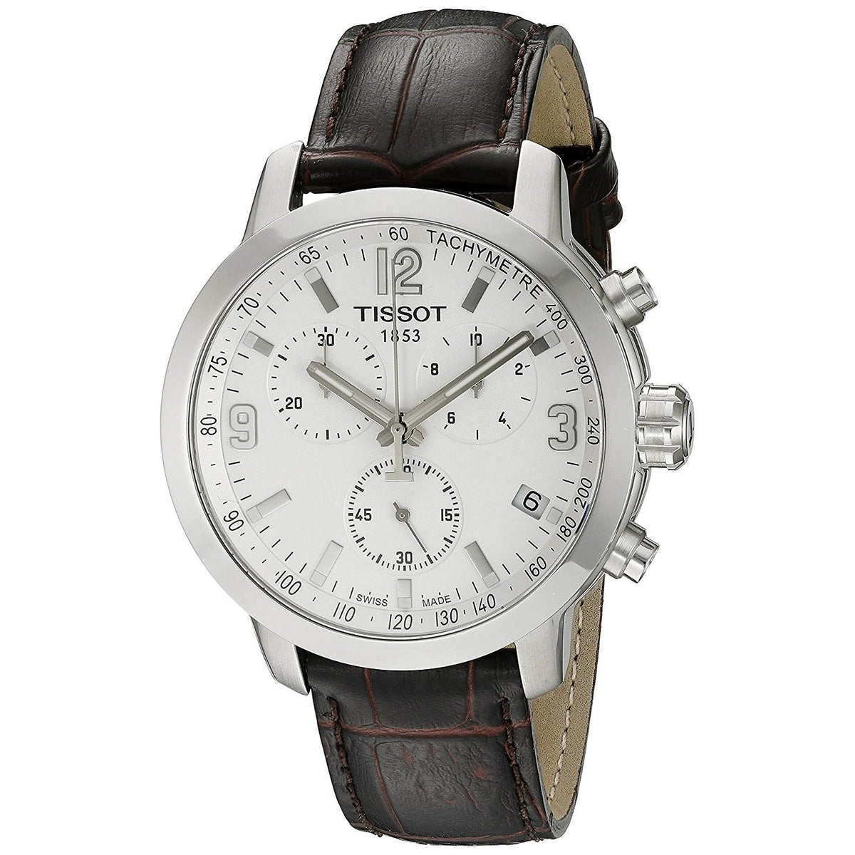 Tissot Men&#39;s T0554171601701 PRC 200 Chronograph Brown Leather Watch