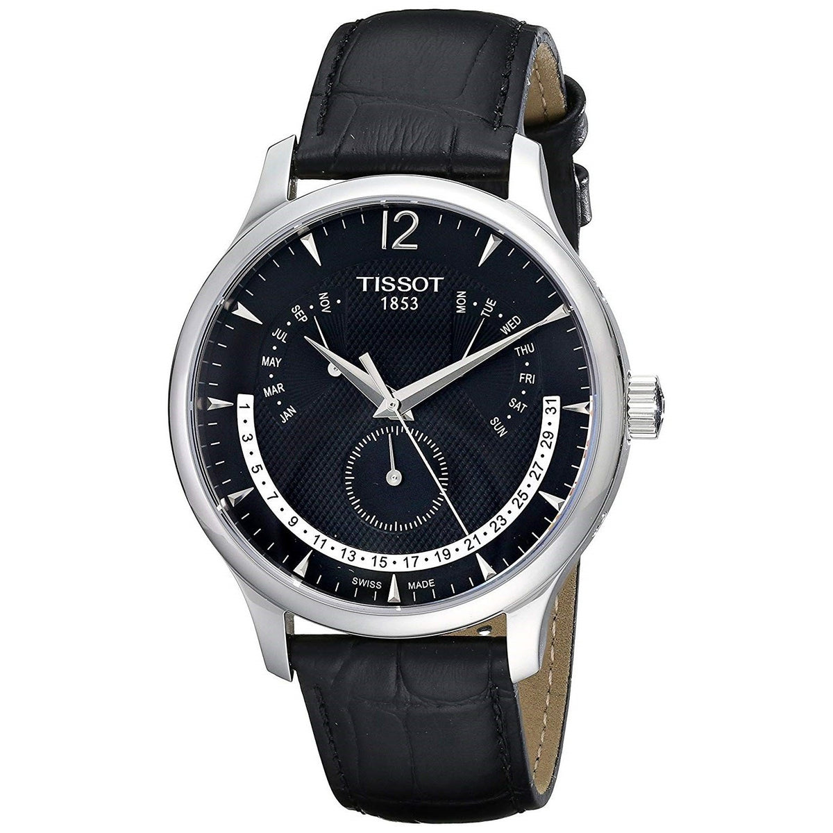 Tissot Men&#39;s T0636371605700 Tradition Multi-Function Black Leather Watch