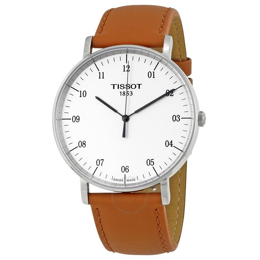 TISSOT Tissot Men's T055.410.16.017.01 'Prc 200' White Dial Brown Leather  Strap Swiss Quartz Watch メンズ腕時計