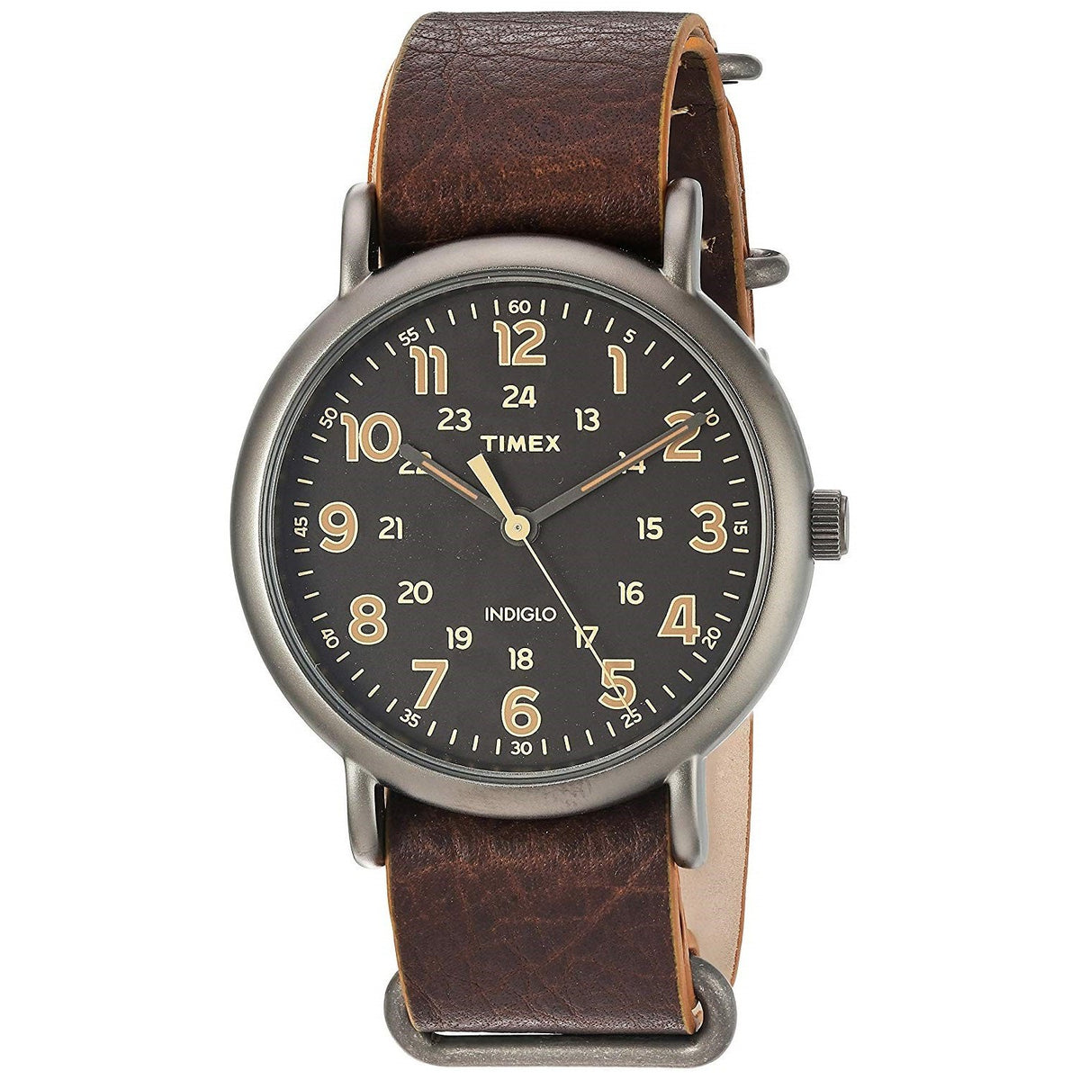 Timex Men&#39;s TW2P85800 Weekender Brown Leather Watch