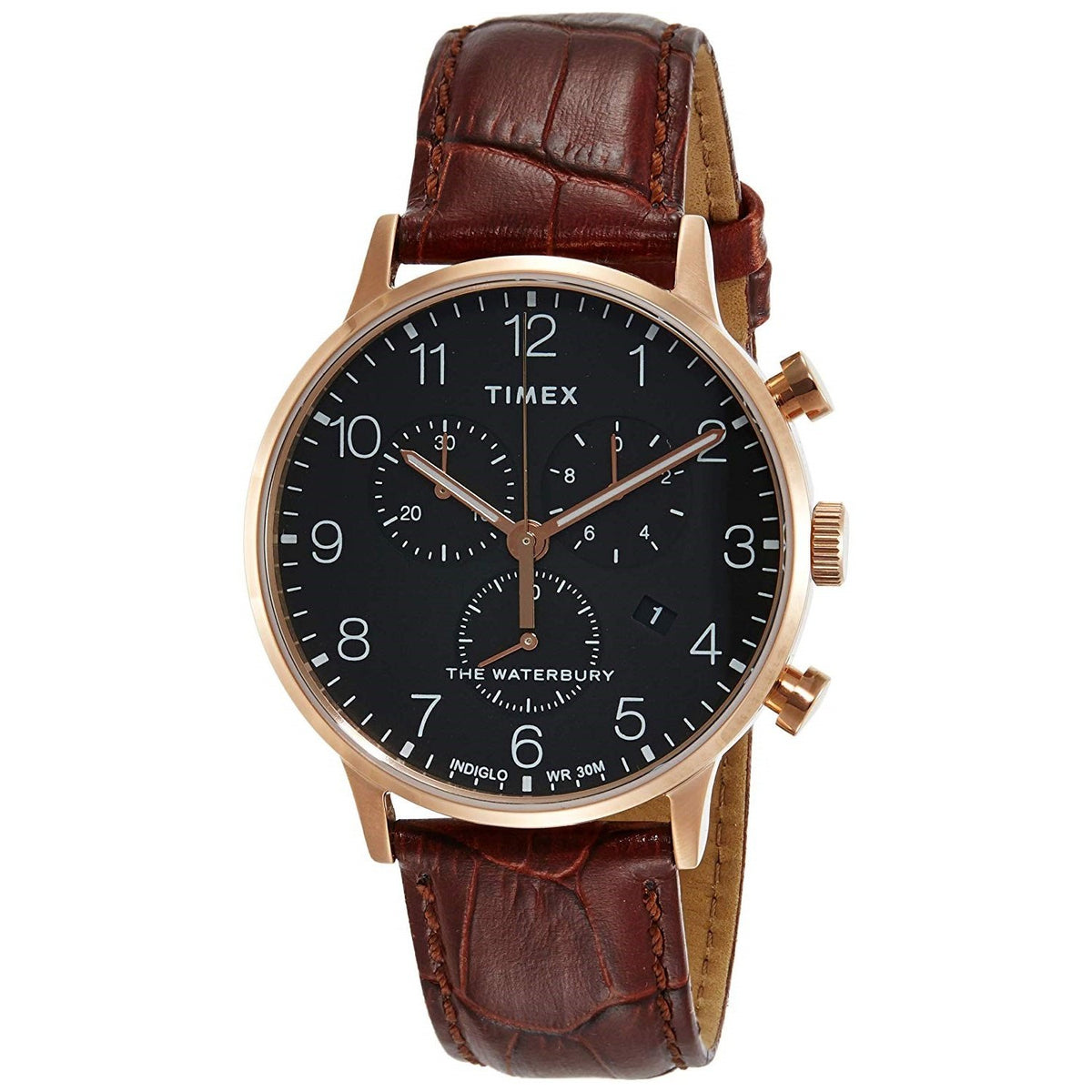 Timex Men&#39;s TW2R71600 The Waterbury Chronograph Brown Leather Watch