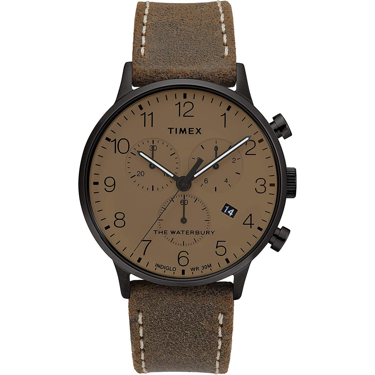 Timex Men&#39;s TW2T28300VQ Waterbury Classic Chronograph Brown Leather Watch