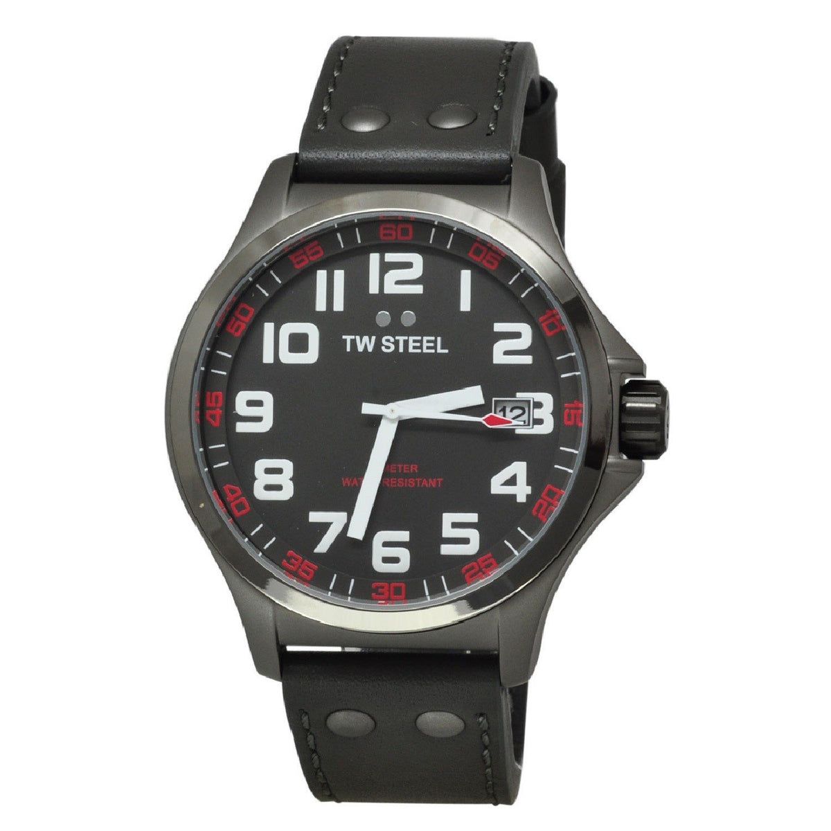 TW Steel Men&#39;s TW420 Pilot Grey Leather Watch