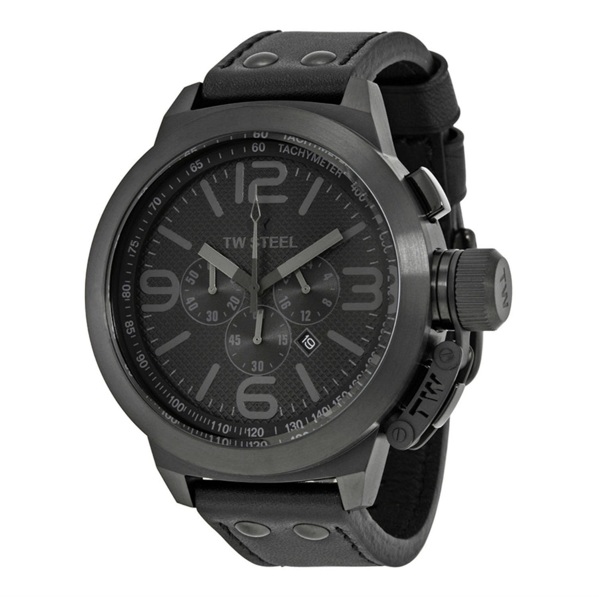 TW Steel Men&#39;s TW822 Canteen Chronograph Black Leather Watch