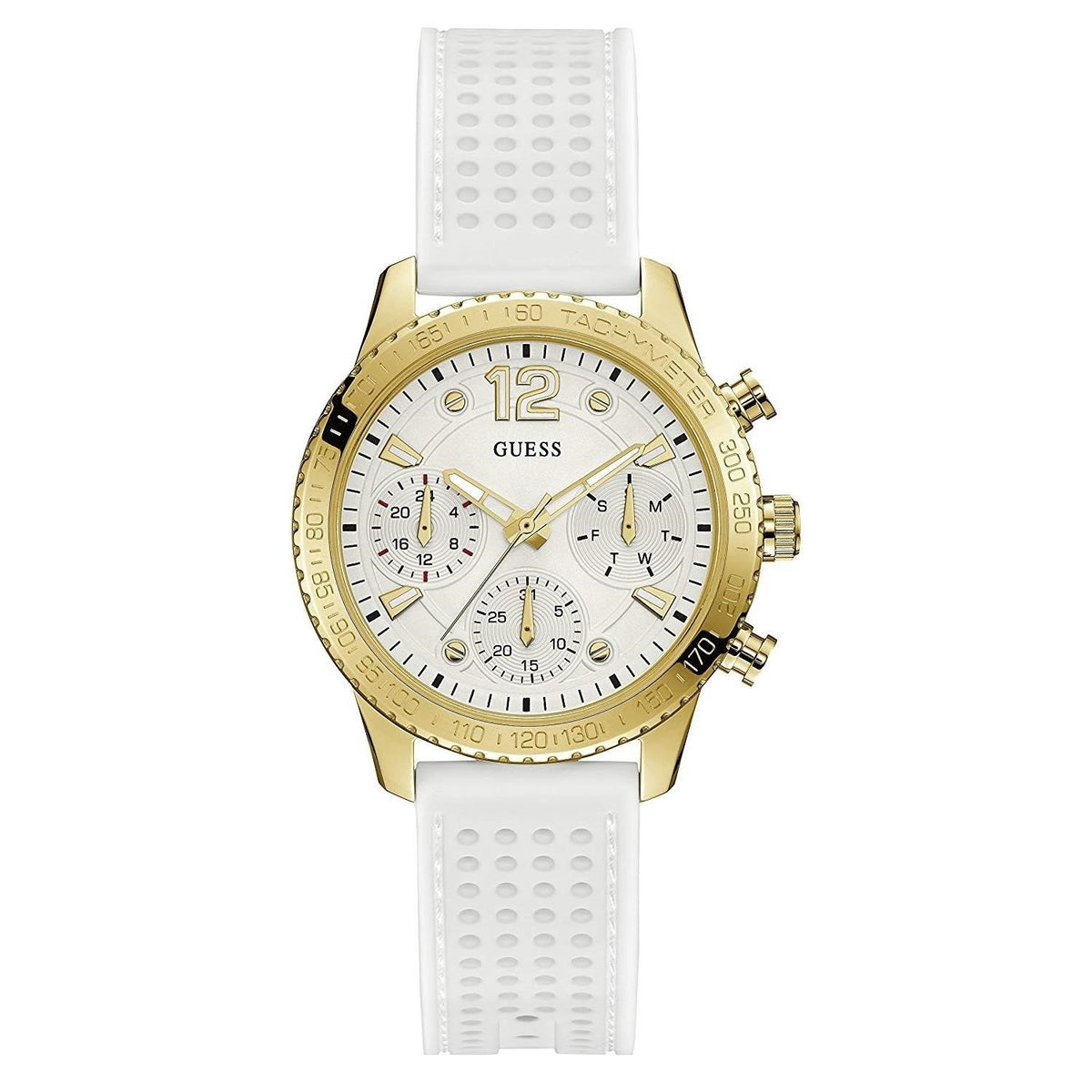 Guess Women&#39;s U1025L5 Marina Chronograph White Rubber Watch