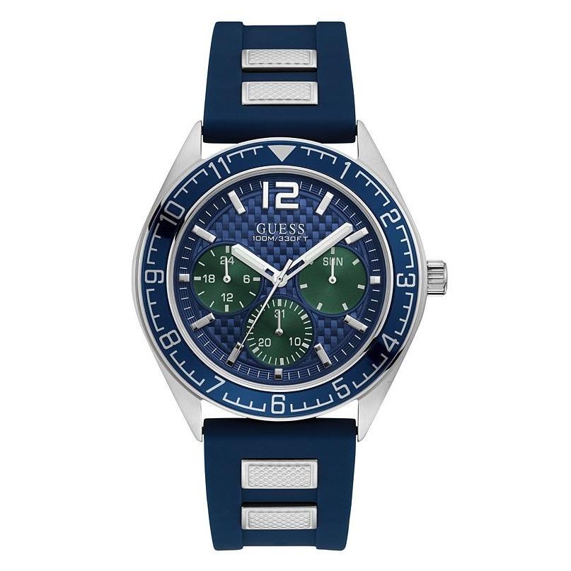 Guess Men&#39;s U1167G1 Casual Chronograph Blue Silicone Watch