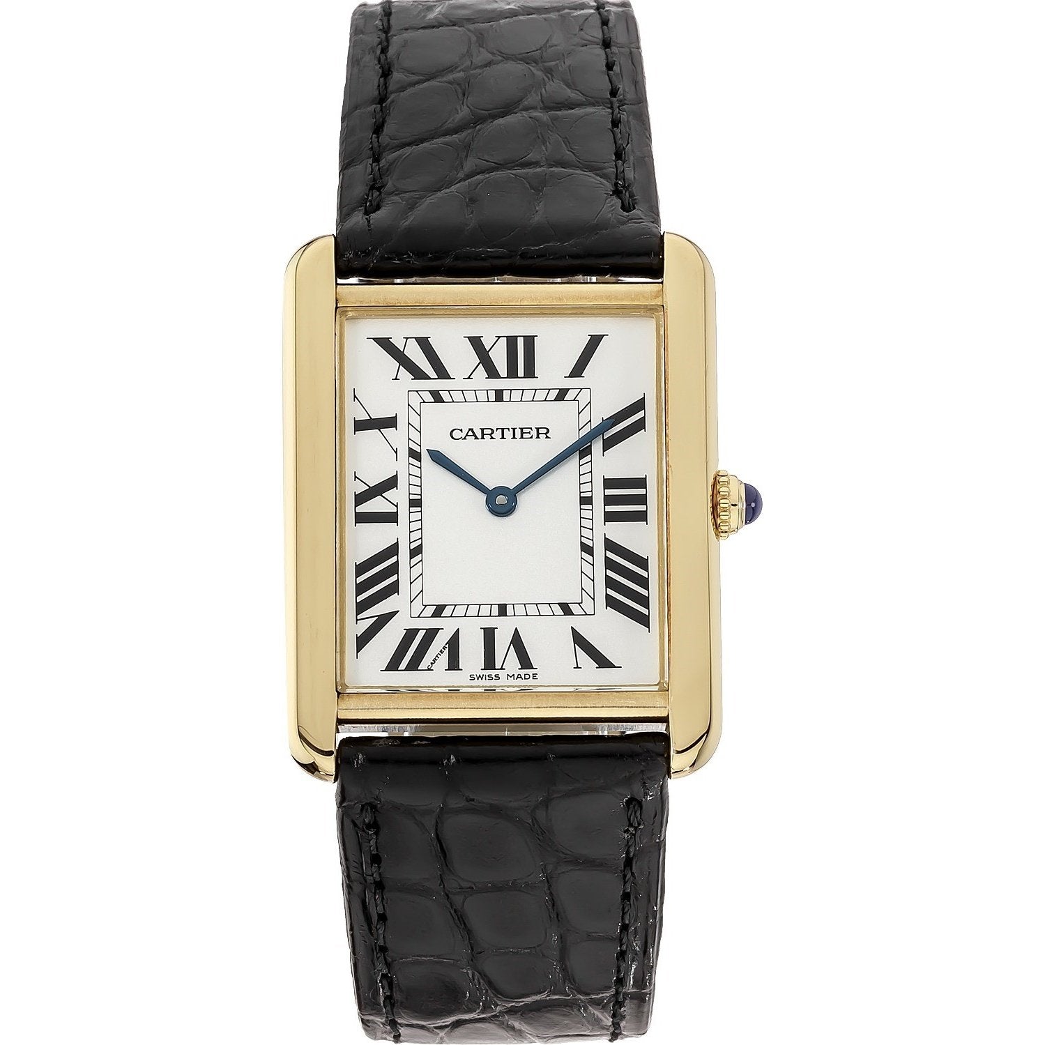 Cartier Unisex W1018855 Tank Black Leather Watch Bezali