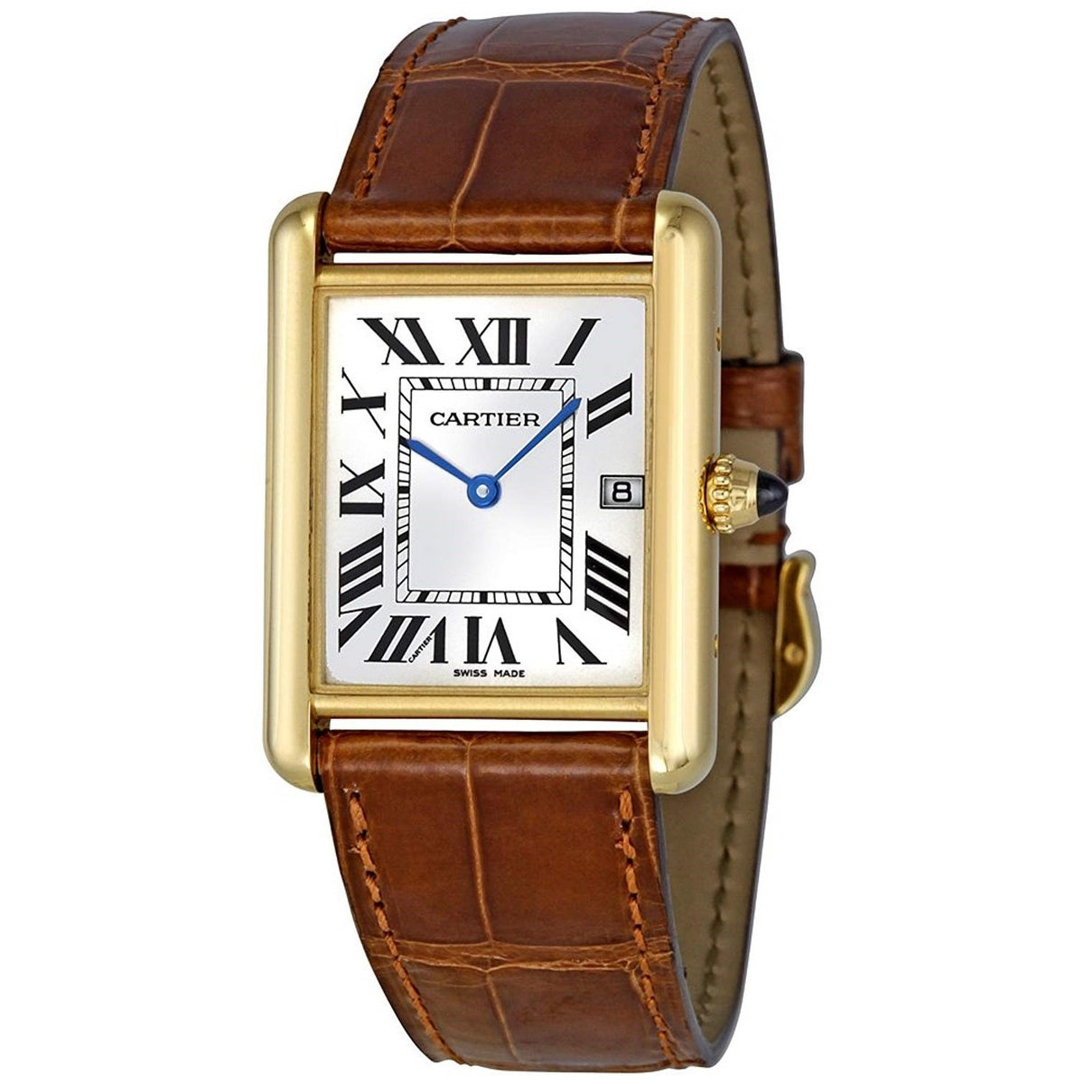 Cartier Men's W1529756 Tank Louis 18kt Yellow Gold Brown Leather Watch ...