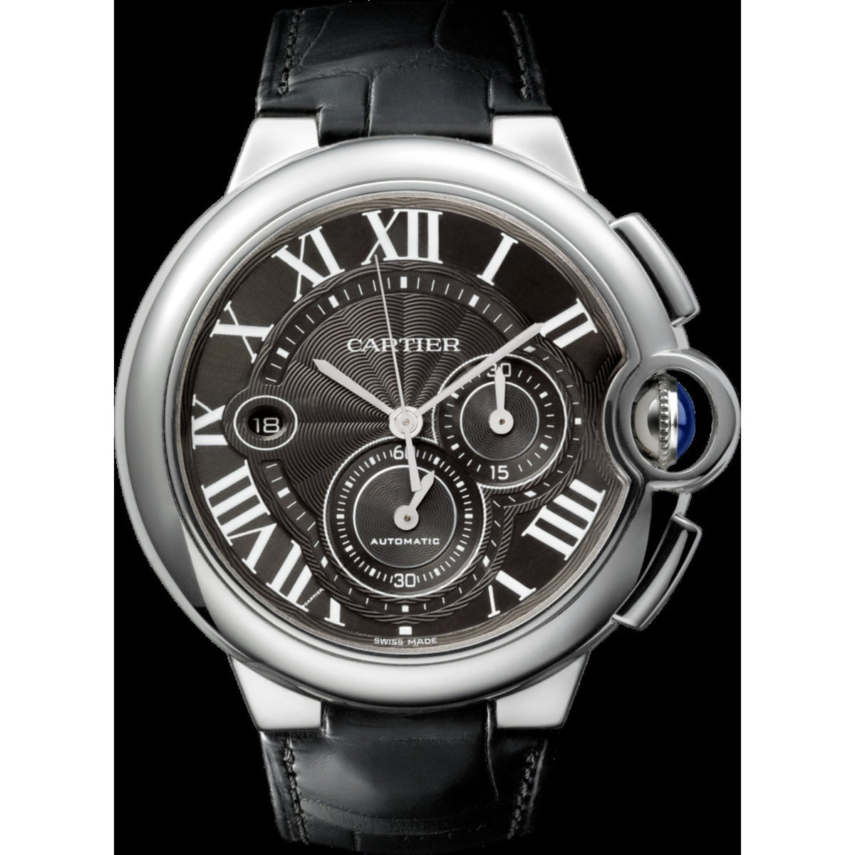 Cartier Men&#39;s W6920052 Ballon Bleu de Cartier Chronograph Black Leather Watch