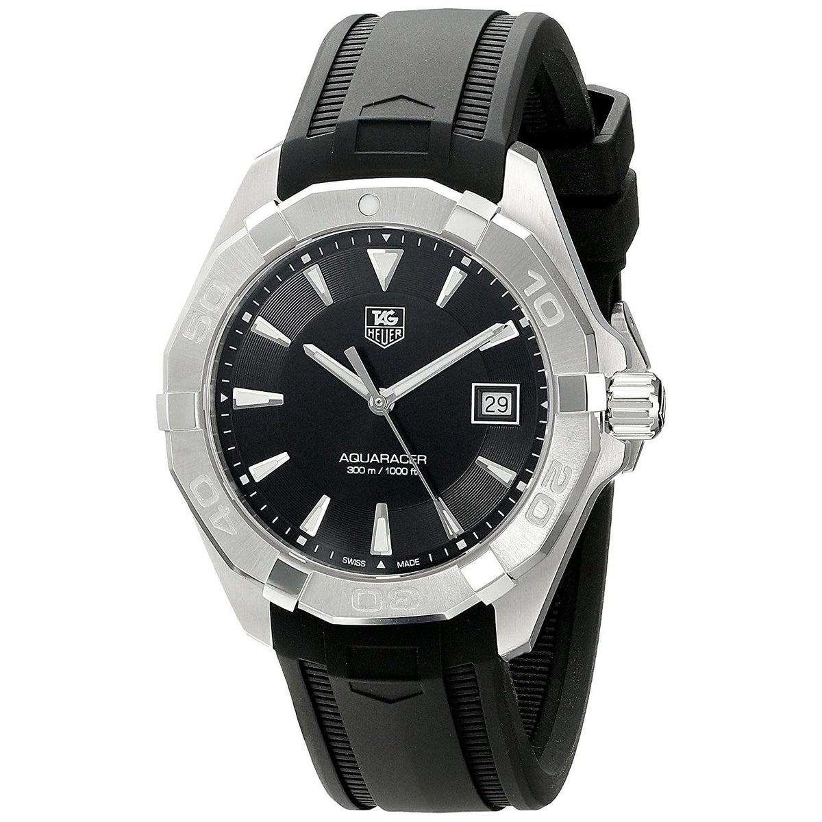 Tag Heuer Men&#39;s WAY1110.FT8021 Aquaracer Black Rubber Watch