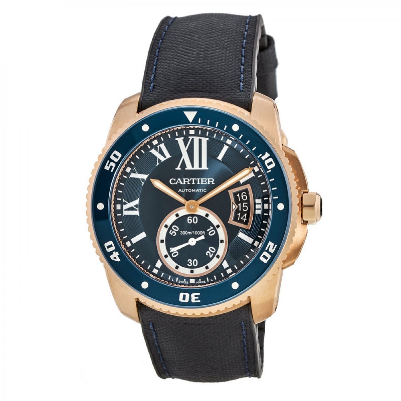 Cartier Men s WGCA0009 Calibre De Cartier Blue Leather Watch Bezali