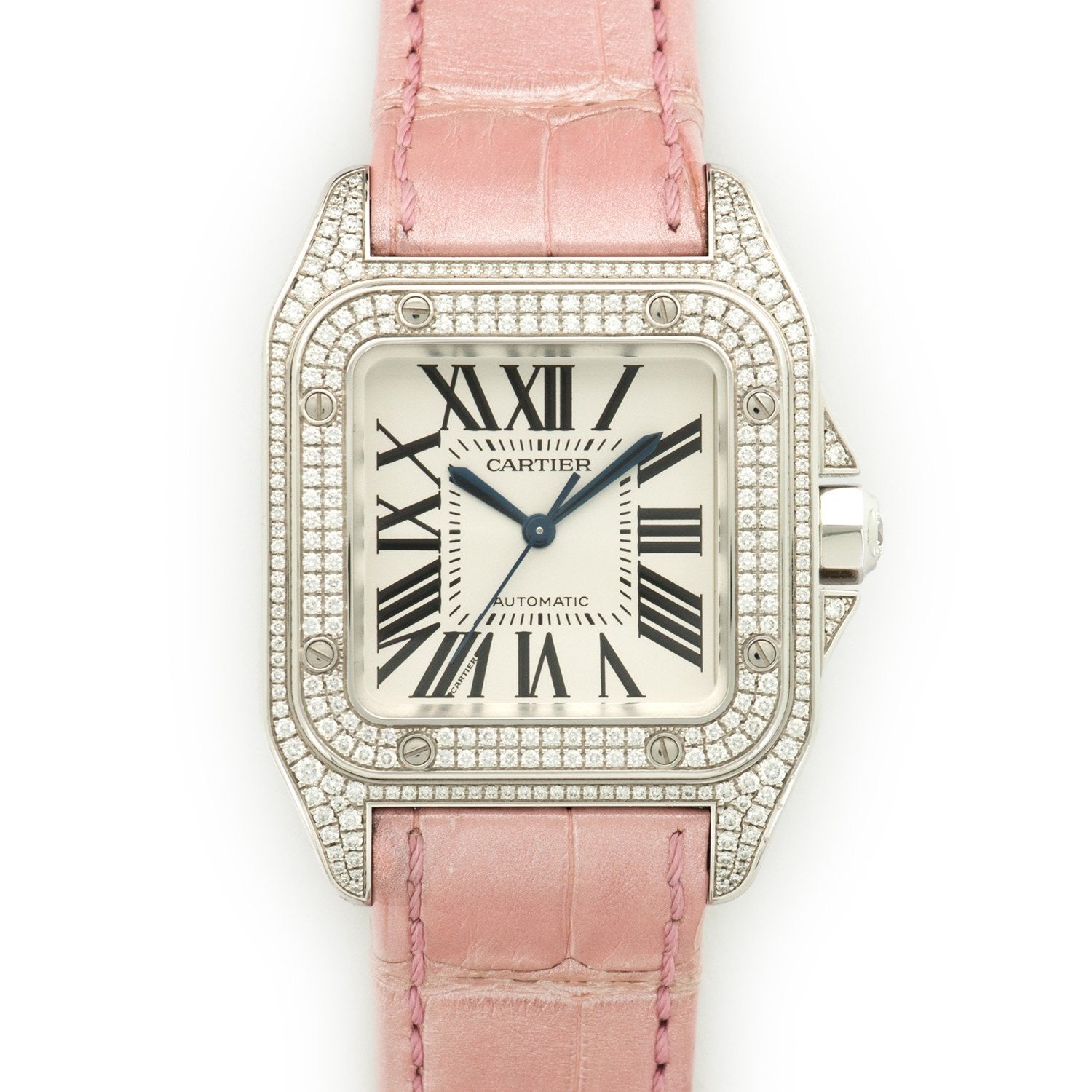 Cartier Women s WM501751 Santos Pink Leather Watch Bezali