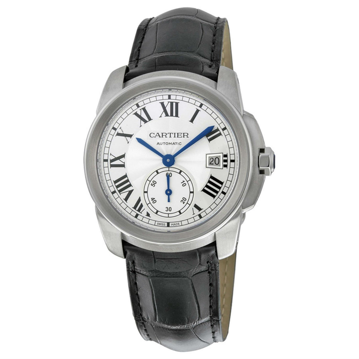 Cartier Men&#39;s WSCA0003 Calibre de Cartier Black Leather Watch