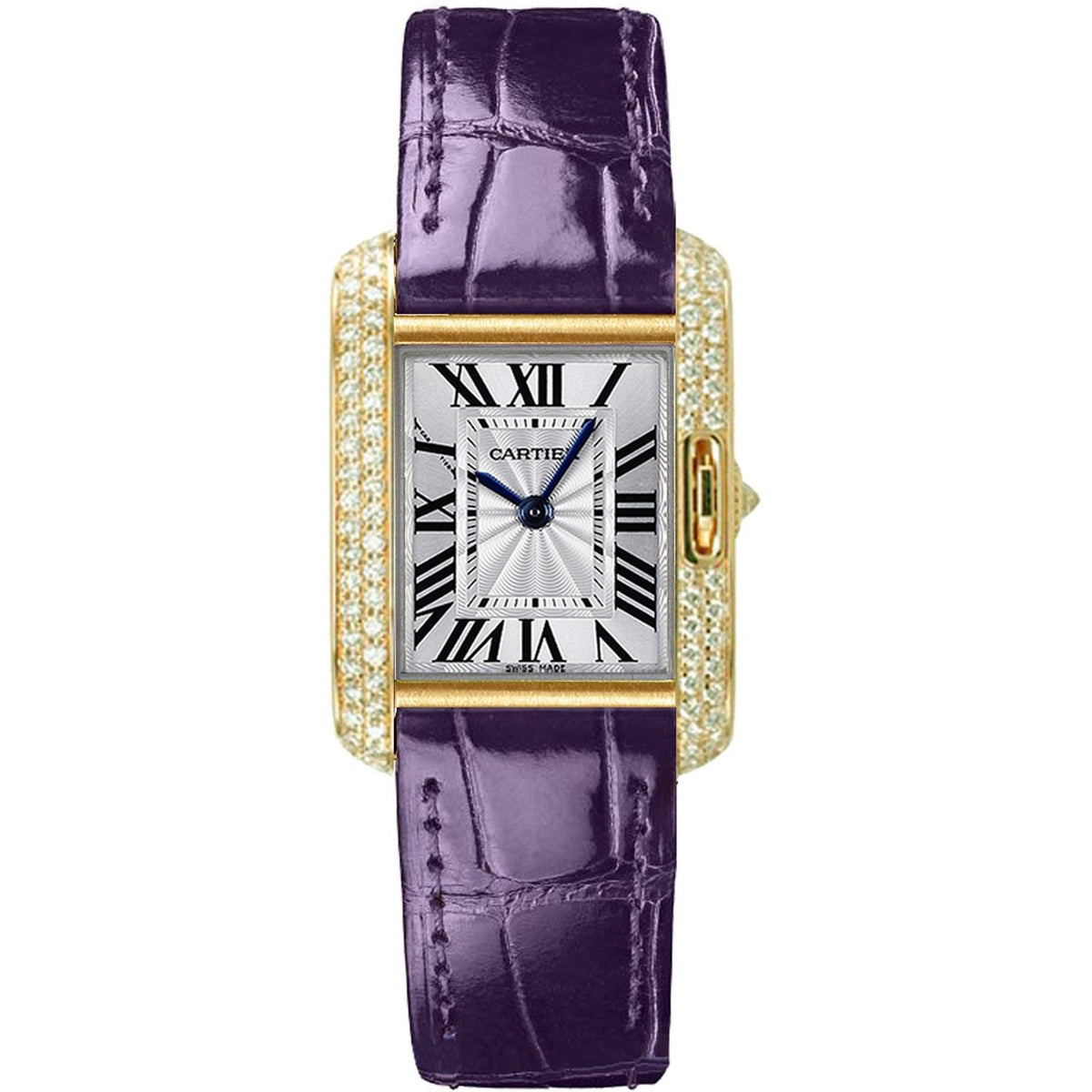 Cartier Women s WT100014 Tank Purple Leather Watch Bezali