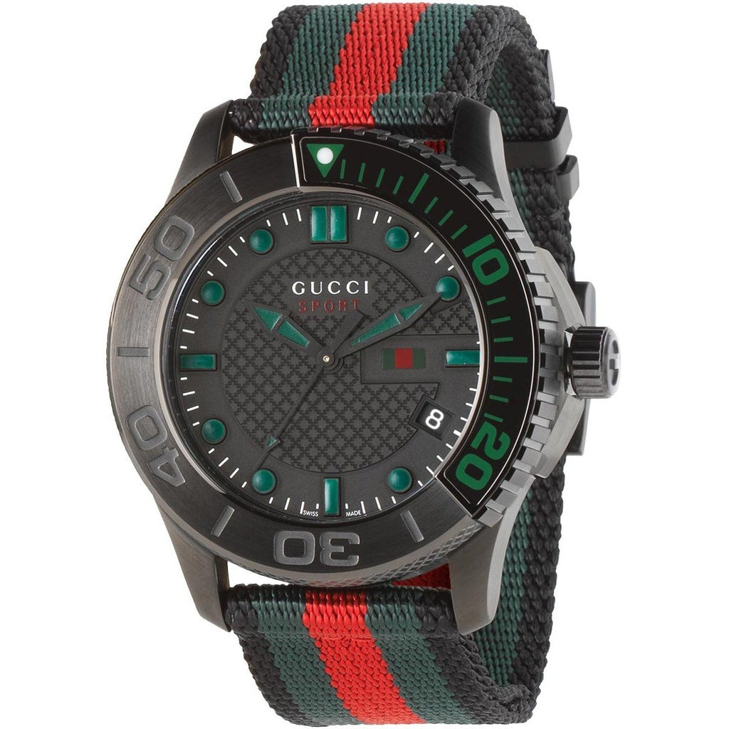 Gucci Men's YA126229 G-Timeless Red green and black Nylon