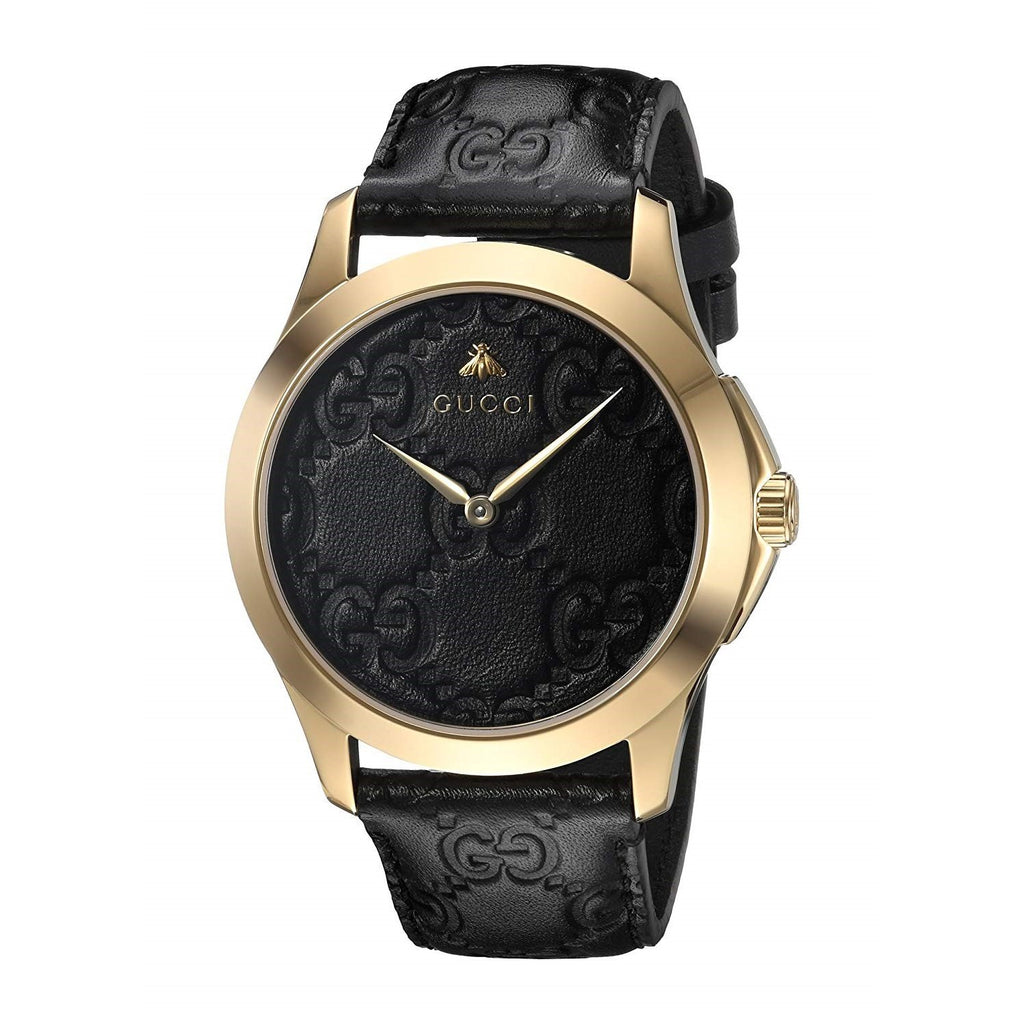 Swiss Made Gucci Womens Quartz Watch authentic Black Leather