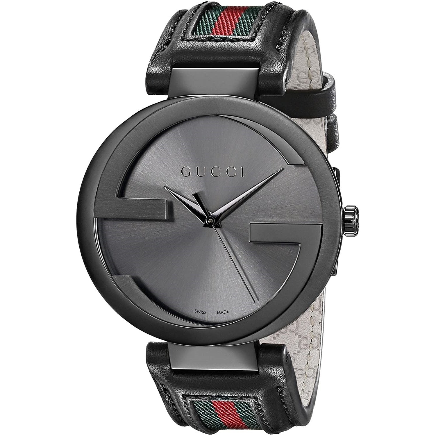 Gucci Men's YA133206 Interlocking-G Black, Green and Red Canvas Watch ...