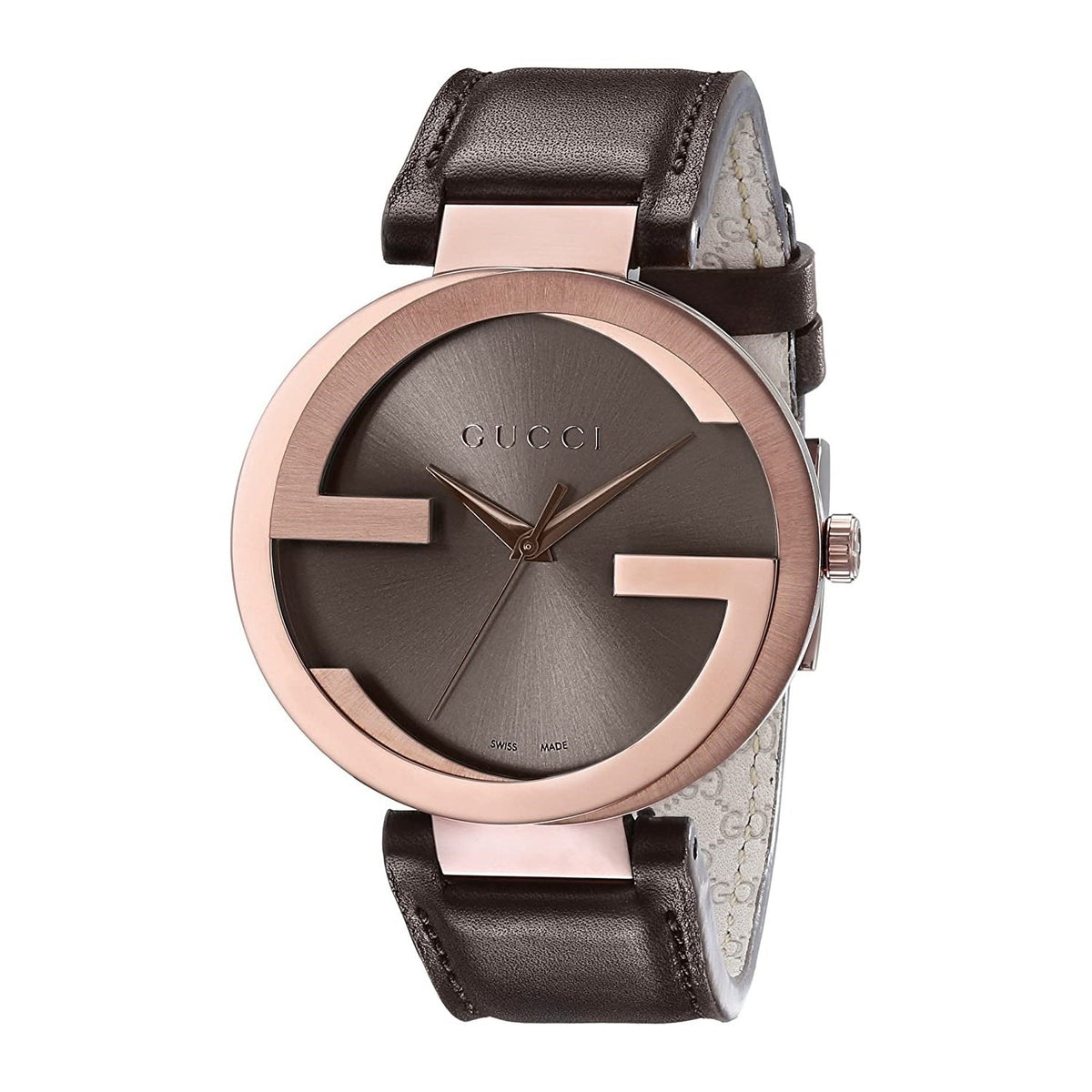 Gucci Men&#39;s YA133207 Interlocking-G Brown Leather Watch