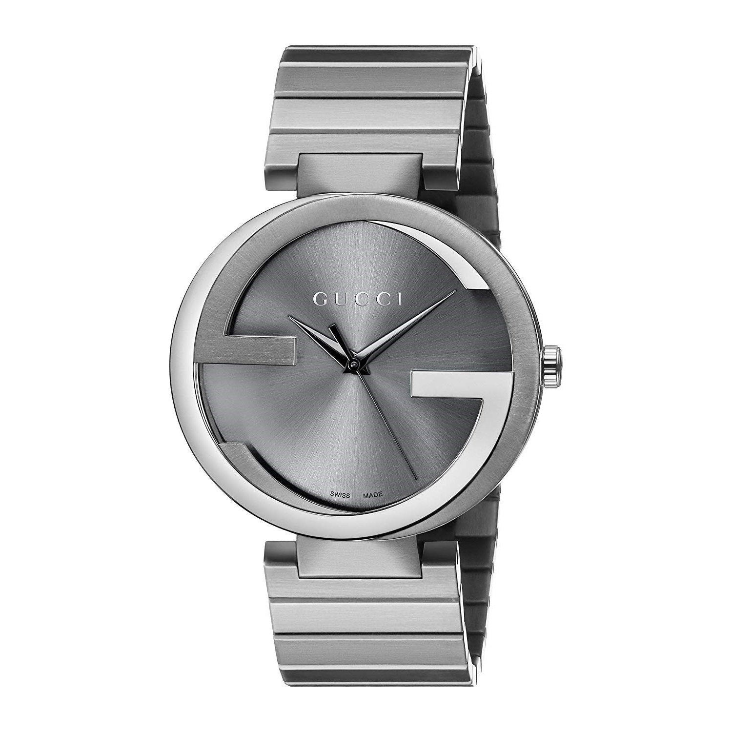 Gucci Men's YA133210 Interlocking G Grey Stainless Steel Watch - Bezali