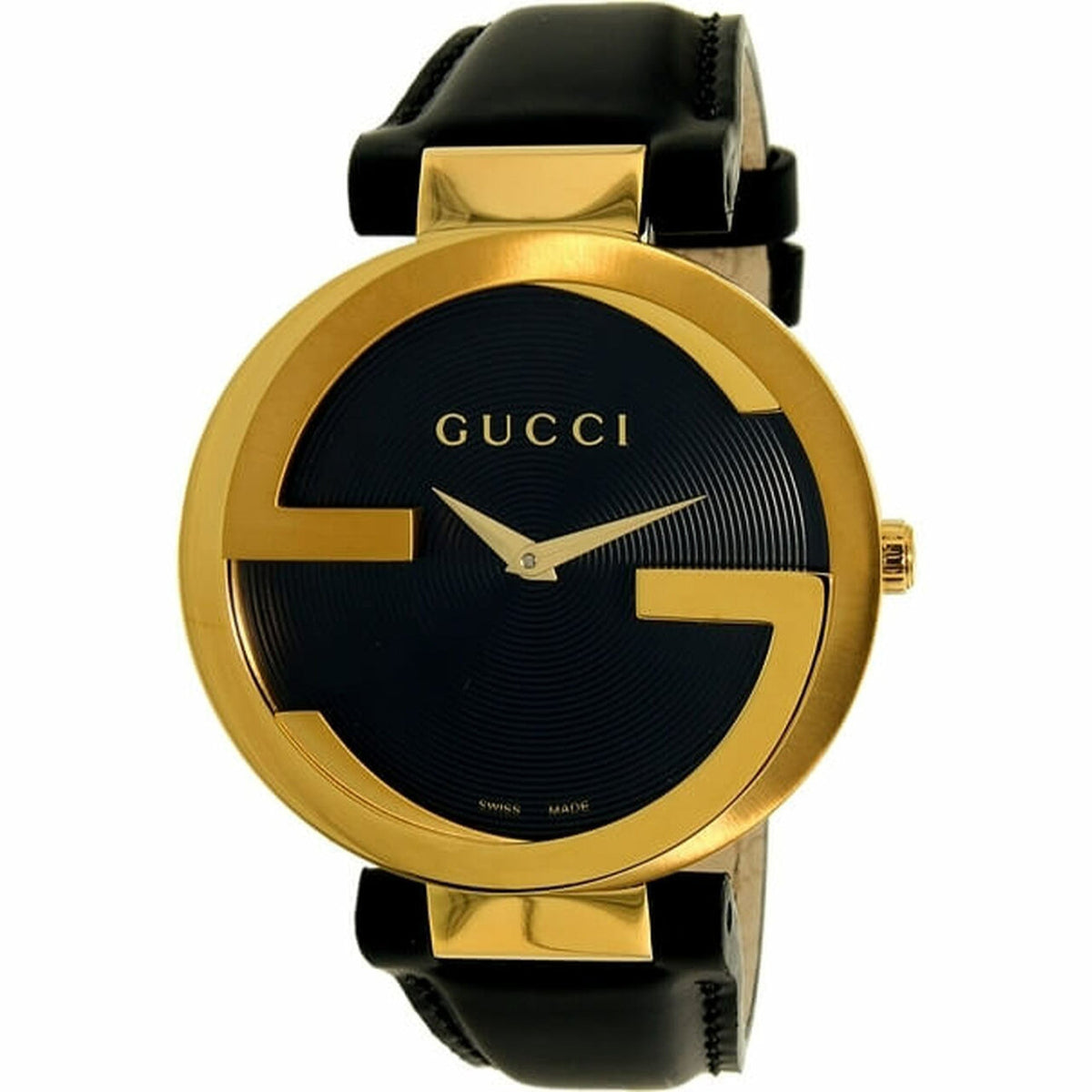 Gucci Unisex YA133326 Interlocking-G Black Leather Watch