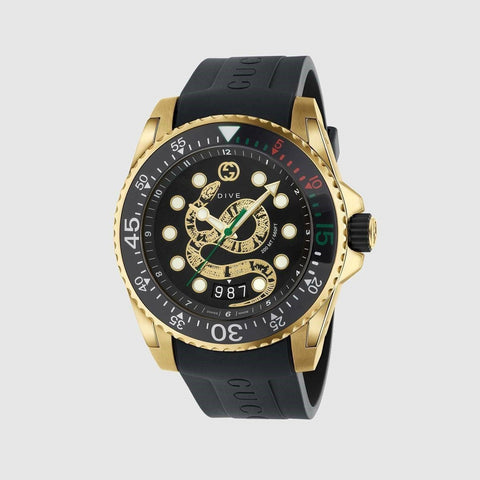 Gucci Men's YA136219 Dive Black Silicone Watch
