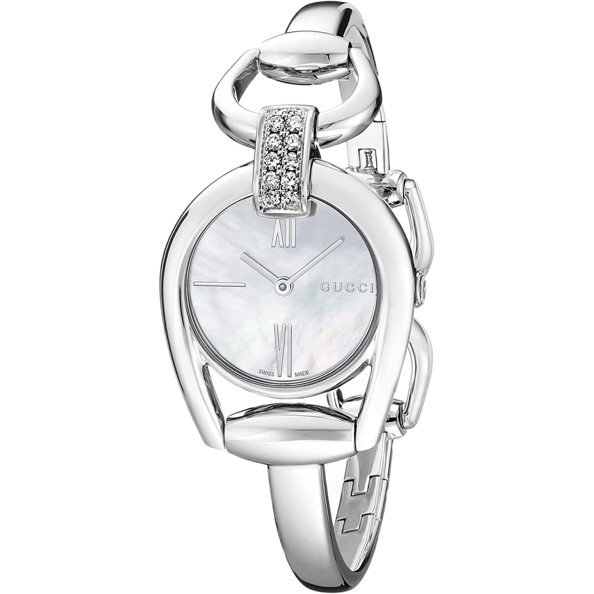 Gucci Women&#39;s YA139504 Horsebit Diamond Stainless Steel Watch