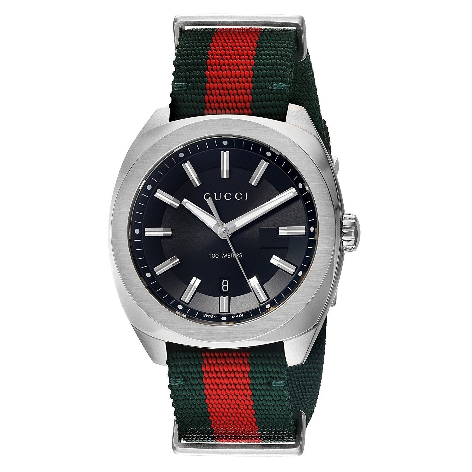 Gucci Men's YA142305 GG2570 Red and Green Nylon Watch - Bezali